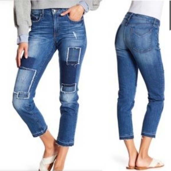 Derek Lam 10 Crosby Denim Mila Patchwork Girlfriend Jeans Size 25 - Picture 1 of 11
